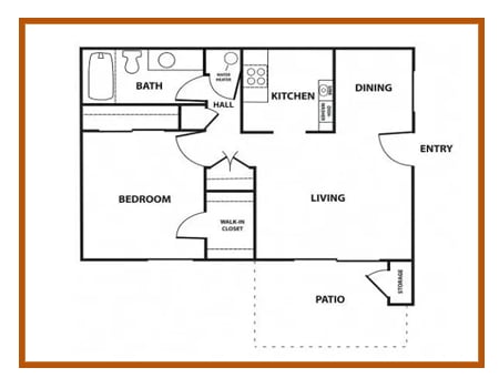 a stylized floor plan with a bedroom and a living room