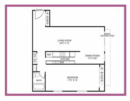 a stylized floor plan with bedrooms and a living room