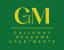 a green logo with the letters gm in yellow on a green background