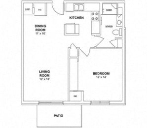 Floor Plan  A1 - One Bedroom, One Bath