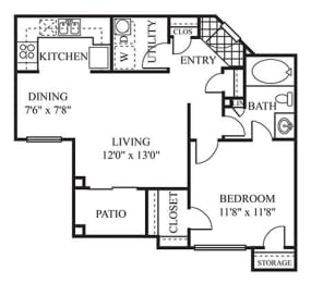 Floor Plan  Valencia Floor Plan | 1 Bed Apartments For Rent In Scottsdale AZ | The Catherine Townhomes