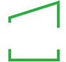 A green outline of a rectangle with a cutout in the middle.