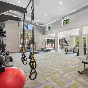 Community Fitness Center with Equipment at Stoney Trace Apartments in Charlotte, NC-SMLAM.