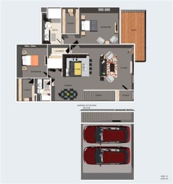 Floor Plan  Krug two bedroom two bathroom floor plan at Villas of Omaha at Butler Ridge