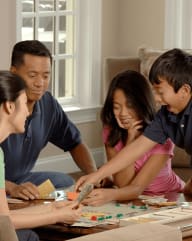 a family playing a board game