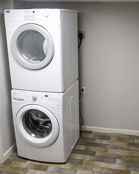 a washer and dryer in a laundry room