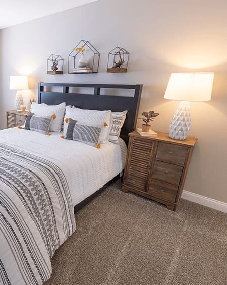 the preserve at ballantyne commons bedroom with bed and nightstands