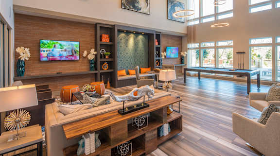 Club Room with Billiards at Parc at White Rock Luxury Apartments in Dallas TX
