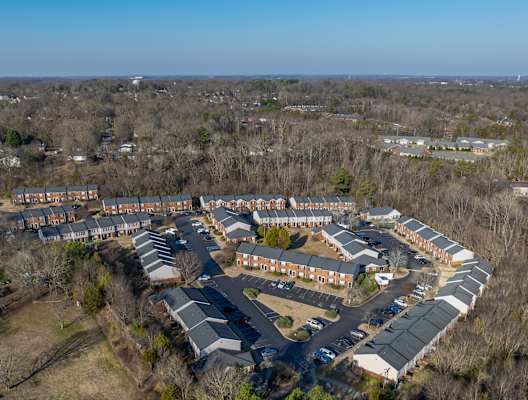 Aerial view of a group of houses in a city at Greens of Concord, Concord, NC, North Carolina