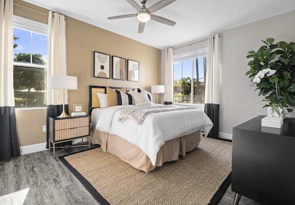 the master bedroom in a model home