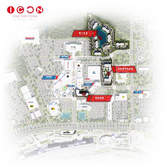 A map of the ICON One Daytona shopping center.