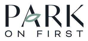 A logo with the words "PARK ON FIRST" in bold letters.