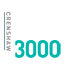 A graphic with a black background displaying the text "Crenshaw 3000" in white and teal.