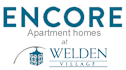 A logo for apartment homes at Welden Village.