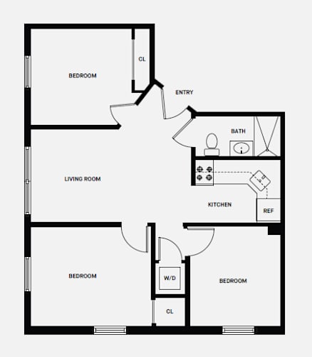 Floor Plan  194 3 Bed 1 Bath