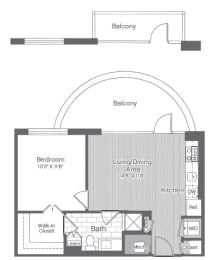  Floor Plan 1 Bed/1 Bath-A1