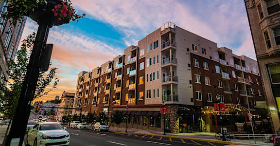 a building on a city street at sunset at STRATA West, Pennsylvania, 18101