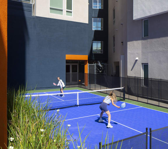 photo of the new pickleball court at The Q Playa - apartments in Culver City in Los Angeles, CA