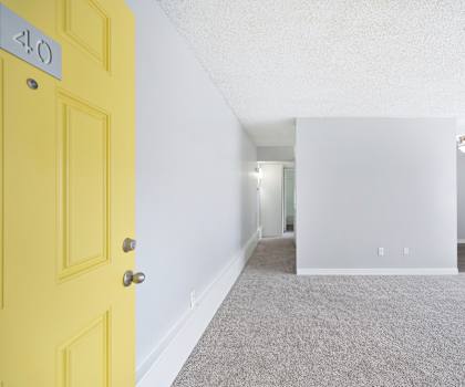 A yellow door with the number 40 on it.