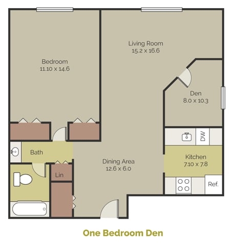Floor Plan  New Brookside One Bedroom Den Floor Plan