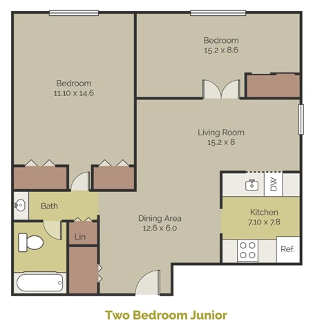 New Brookside Junior Two Bedroom Floor Plan