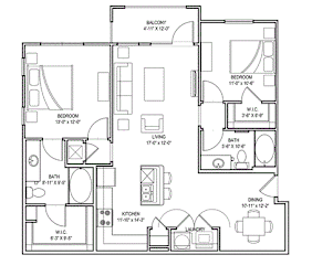 2 bed 2 bath D Floor Plans at Audubon Park Apartment Homes, Zachary, 70791