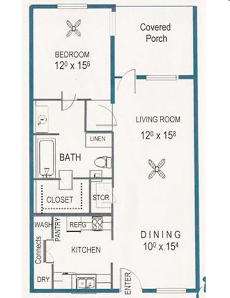  Floor Plan 1 Bedroom (B)