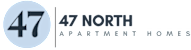 A logo with the number 47 and the words "47 North Apartment Homes" on a black background.