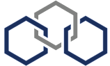 a group of four black hexagons with a blue hexagon on top of them