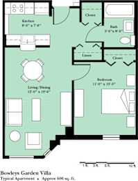  Floor Plan 1 Bedroom