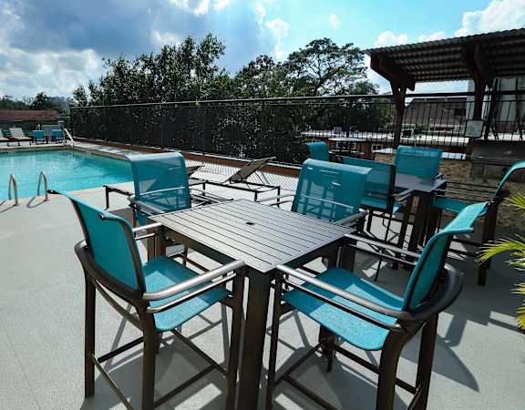 Poolside seating area
