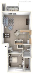 One Bedroom End Floor Plan One Bedroom End Floor Plan at Tall Oaks Apartment Homes, Kalamazoo, MI