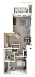 One Bedroom One Bath Floorplan One Bedroom One Bath Floorplan at Gull Prairie/Gull Run Apartments and Townhomes, Kalamazoo, MI, 49048