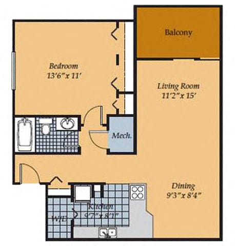 Floor Plan  Barrington Apartments 1br_2_FloorPlan