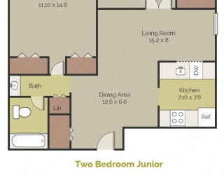 New Brookside Junior Two Bedroom Floor Plan
