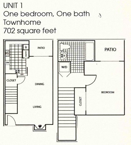 1 Bed 1 Bath Floor Plan at Williamsburg Apartments, Grand Prairie