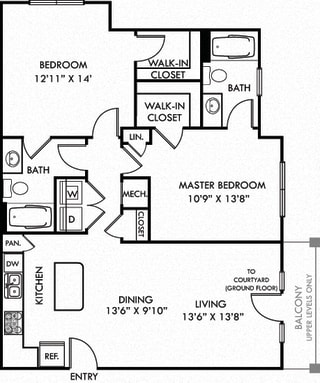 The Owens. 2 bedroom apartment. Kitchen with island open to living/dinning rooms. 2 full bathrooms. Walk-in closets. Patio/balcony.