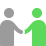 Two people, one in grey and one in green, are standing close to each other.
