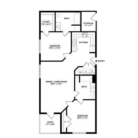 A black and white image of a floor plan for a house.