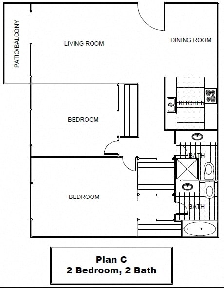 WT Plan C floorplan at Willow Tree Apartments, Torrance, CA
