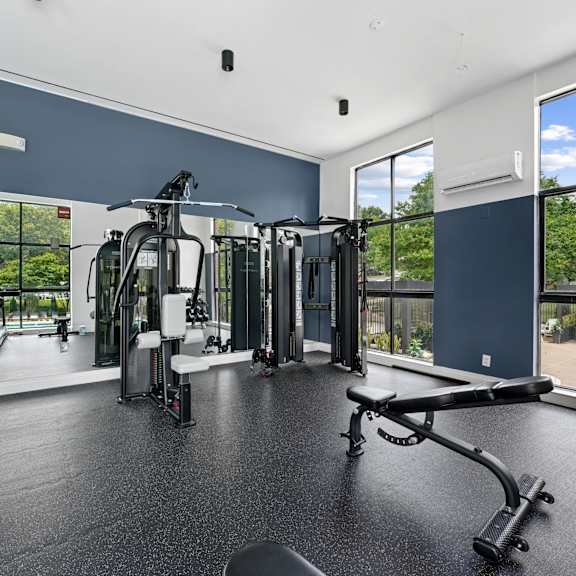Gym with treadmills and fitness equipments at Vistas of Annandale, Annandale, VA