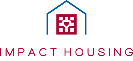 a graphic of a house with the word impact housing