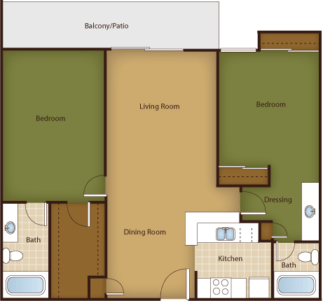 B1 Floor Plan at Park at Voss Apartments, The Barvin Group, Houston, Texas