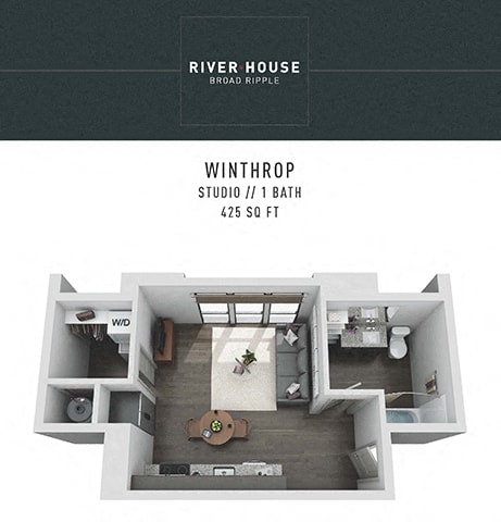 Winthrop FloorPlan at River House, Indianapolis, 46220