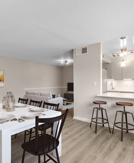 Large Living Room and Kitchen at Flats of Forestville in Forestville Maryland