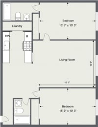 Medina Village 2 Bedroom 2 Bath 990 Sq. Ft. at  Integrity Medina Apartments,  Integrity Realty LLC, Medina, Ohio