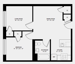 Floor Plan N Line 2 Bed 1 Bath