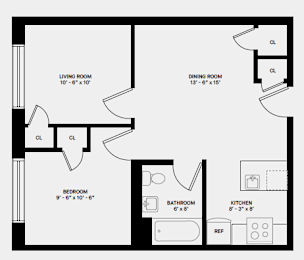  Floor Plan N Line 2 Bed 1 Bath