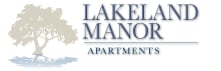 a logo for the lakeland manor apartments