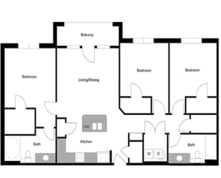 Epic C1 Floor Plan at Epic Apartments, Texas